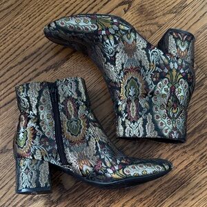 Unisa Brocade Ankle Boots - Black and Gold